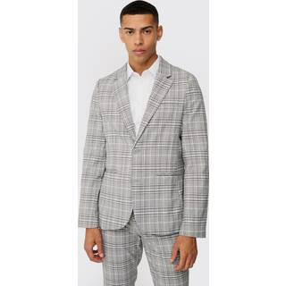 Mens Natural Check Weave Slim Fit Suit Jacket