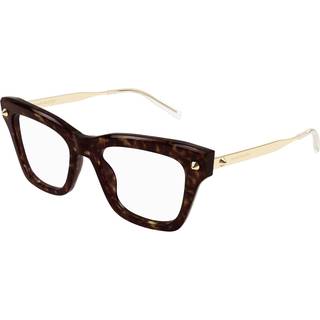Alexander McQueen Kvinde AM0484O 006 Optiske stel Acetat Havana Transparent Firkantet