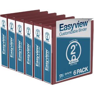 EasyView Premium 2-tommer bindemidler med klar visning d?kker 3-ringbindemidler til skolekontor eller hjemmefarvede bindemiddelb?ger Pakke med 6