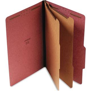 Universal 10280 Pressboard Classification Folder Legal Six-Section Red 10/Box