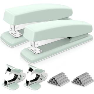 Deli Stapler Desktop Stapler 2 Pack Office Stapler 25 arkkapacitet inkluderer 2000 h?fteklammer og 2 h?fteklammer 2 pakning gr?n