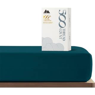 Mayfair linned 100% bomuld monteret ark dobbelt st?rrelse - 500 tr?dantal 16 """" dyb lomme dobbelt monteret ark kun bl?d k?lesaten v?vning elastis