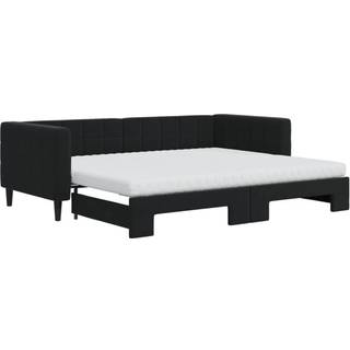 Daybed Velour Sort - med udtræk og madras / 90 x 200 cm