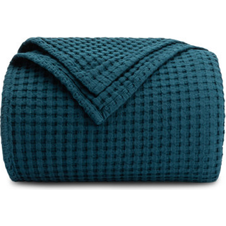 Comfy Cubs 100% bomuldsvaffel v?vet kast t?ppe ?ndbar hudvenlig bl?d letv?gtst?pper - perfekt varmt struktureret t?ppe lag - st?rrelse til sofa s