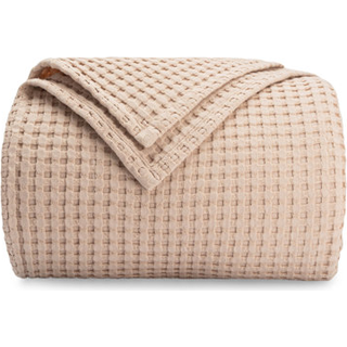 Comfy Cubs 100% bomuldsvaffel v?vet kast t?ppe ?ndbar hudvenlig bl?d letv?gtst?pper - perfekt varmt struktureret t?ppe lag - st?rrelse til sofa s