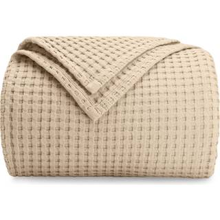 Comfy Cubs 100 % bomuld Vaffelv?vet t?ppe ?ndbart Hudvenlig Bl?de Letv?gtst?pper - Perfekt varmt tekstureret t?ppelag - St?rrelse til sofaseng og