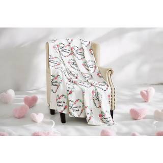 Love Spring Wedding Fleece Kast T?ppe: K?rlighed er venlig patient Pink White Red Moderne moderne traditionelt design Blomsterhjerter Mikrofiber