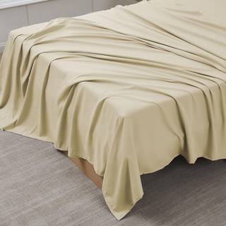 Kun dronning fladt ark - ultra bl?d og ?ndbar b?rstet mikrofiber topark kun til dronning senge dronning beige/fl?de