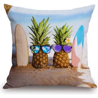 TSSOHU Gul ananas med briller p? sandstranden Pudebetr?k Pudebetr?k Sofa Sofa Dekorativ Firkantet 18x18 tommer