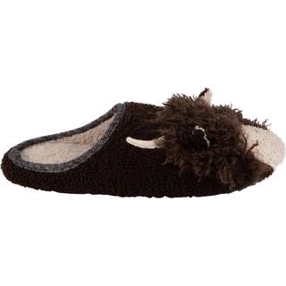 Totes Totes Brown Highland Cow Mens Novelty Winter Mule Slippers