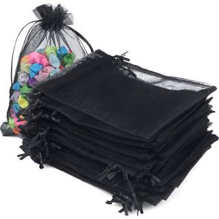 G2plus organza tasker 4? 6 tommer 100 stk sorte organza gaveposer med m?rker organza mesh smykker poser rene bryllup gaver slik tasker til jul ha