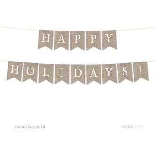 Andaz Press Hanging Bunting Pennant Party Banner med String Printed Burlap Happy Holidays! 5-fods 1-s?t inkluderer streng