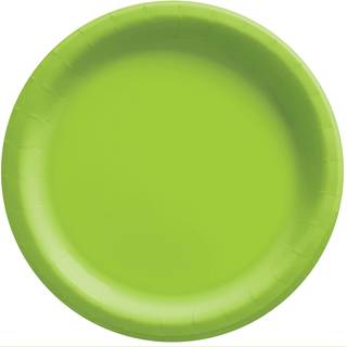 Kiwi Green Round Paper Plates - 6,75 """" (Pack of 20) - Perfekt til fester og picnic