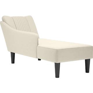 chaiselong med højre armlæn fløjl cremefarvet