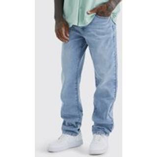 Mens Light Blue Relaxed Rigid Washed Jeans