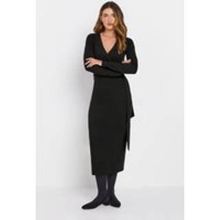 Lts Tall Black Wrap Midi Dress Size 16