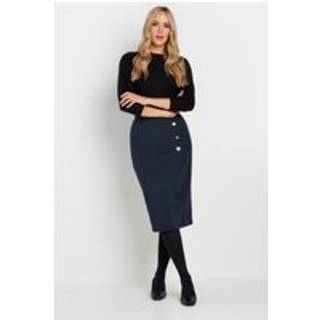 Lts Tall Navy Blue Tailored Button Midi Skirt Size 20