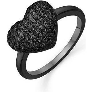 Mads Z - Sort sølv ring med hjerte med zirkonia**