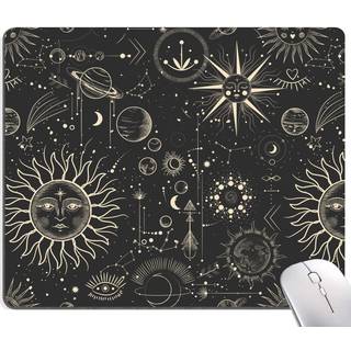 Hokafenle Mouse Pad Square Computer Mouse Pads med personlig sol og m?ne Design vaskbar musem?tte med Lycra Cloth Office Home Non-Slips Rubber Ba