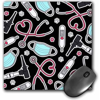 3Drose LLC 8 x 8 x 0,25 tommer Muspude S?d veterin?r eller veterin?rtekniker k?rlighedsm?nster sort (MP_172116_1)