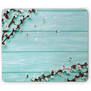 Lunarable Mint Mouse Pad Spring Cherry Blossom Pretals Branch p? rustikke tr?planker S?sonbestemt billede Rektangel Ikke-skridsgummi Mousepad Sta