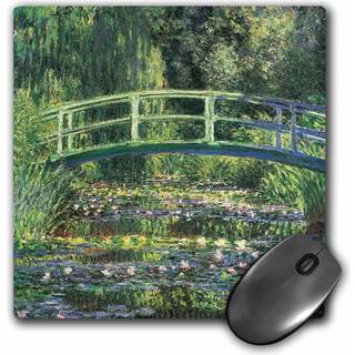 3drose vandliljer og japansk bro af Claude Monet 1899 - Mouse Pad 8 x 8 tommer (MP_126630_1)