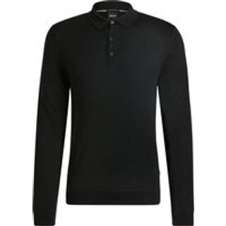 Strikket polo i ny uld med regular fit