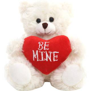 Plushland Fyldt Mocha Heart Bear - Plush Bear Toy For Kids & Adults - Broderet Heart Pillow - Brown -6 tommer (v?r min -cream 9 '')