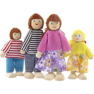 Kunhe Dollhouse dukker sat med 4 lykkelige familie dukker til dukkehus