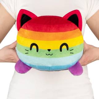 Teeturtle - Original Reversible Big Cat Plushie - Rainbow + Gray - Huggable og bl?d sensorisk fidget leget?j fyldte dyr, der viser dit hum?r - ga