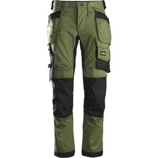 Snickers 6241 allroundwork, arbejdsbukser med stretch, hylsterlommer khaki grøn/sort 128