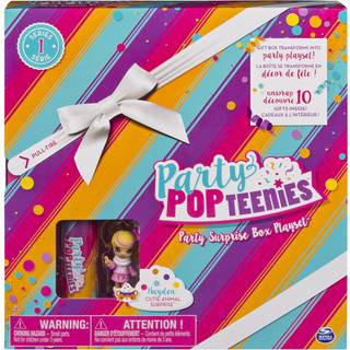 Party Popteenies - Cutie Animal Party Surprise Box Playset med Confetti Exclusive Collectible Mini Doll og tilbeh?r i alderen 4 og op
