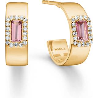 Mads Z Indigo ørestikker i 14 karat guld med pink turmalin og  brillant