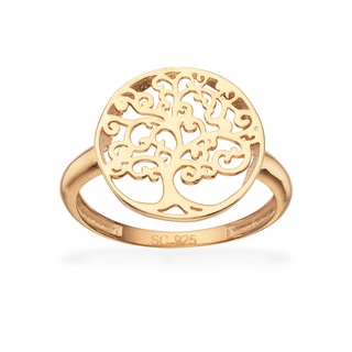 Scrouples - Guldbelagt sølv ring med livstræ - 727632