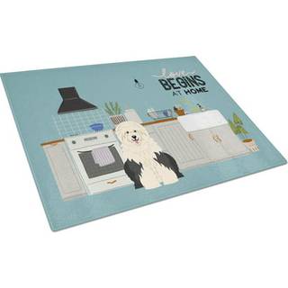 Caroline's Treasures CK7800LCB Old English Sheepdog Kitchen Scene Glass Cutting Board Stor dekorativt tempereret glas Køkkenskæring og serverings