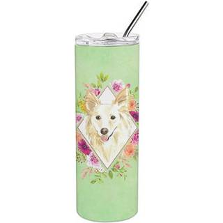"""" Carolines skatte hvide collie grønne blomster dobbeltvægget rustfrit stål 20 oz tynd rejseisoleret tumblere multikolor """"