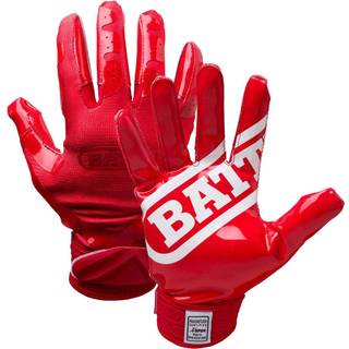 Battle Sports Double Threat Bride modtager Fodboldhandsker - Voksne og ungdomsfodboldhandsker - Ultra Stick -handsker - Voksen 2x -Large Red