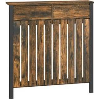 HOMCOM 93 x 88.5cm Rustic-Look Radiator Cover - Brown/Black Aosom UK