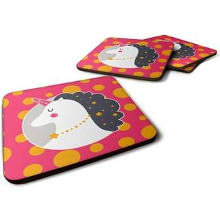 """" Caroline's Treasures BB7138FC Unicorn Orange Polkadots Foam Coaster Set på 4 3,5 """" ""Multicolor"" ""