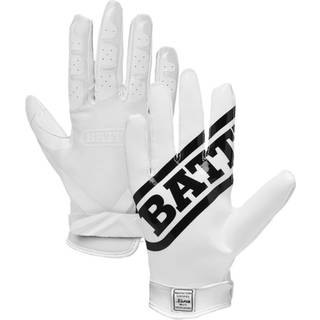 Battle Sports Double Threat Bride modtager Fodboldhandsker - Voksne og ungdomsfodboldhandsker - Ultra Stick Gloves - Ungdom stor hvid