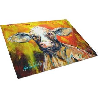 Caroline's Treasures MW1277LCB Happy Cow Glass Cutting Board Stor dekorativt tempereret glas Køkkenskæring og serveringsplade Stor i stor størrel