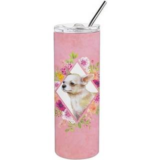 """" Caroline's Treasures Chihuahua #2 Pink Flowers Double Walled rustfrit stål 20 oz tynd rejseisoleret tumblere multicolor """"