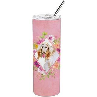 """" Carolines skatte afghanske hunde lyserøde blomster dobbeltvægget rustfrit stål 20 oz tynd rejseisoleret tumblere multicolor """"