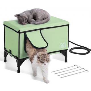 Vevor forhøjet opvarmet kattehus Cuboid Kitty Shelter 900d Oxford klud Foldbar kattehylling med opvarmet pude til vinteren for at holde sig varm