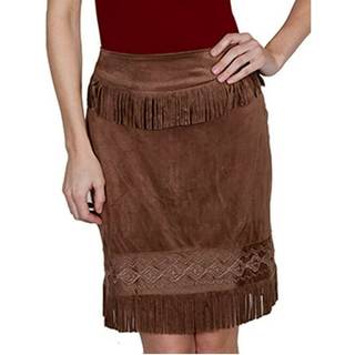 Mikrofiber kort nederdel m/frynse emb.