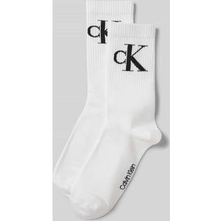 Calvin Klein 2-pak Women Monogram Crew Socks - White - Str 39/42