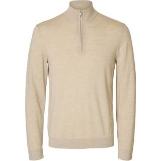 Selected Tray Merino Knit Half Zip Oatmeal