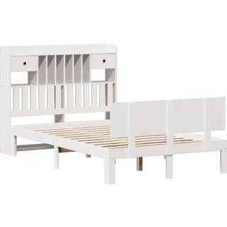 Seng Med Reol Uden Madras Massivt Fyrretræ - Hvid / 135 x 190 cm