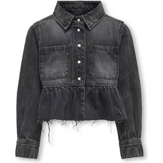 Kids Only Washed Black Frill Denim Skjorte