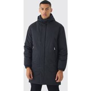 Mens Plus Lightweight Hooded Regular Fit Parka Jacket In Black